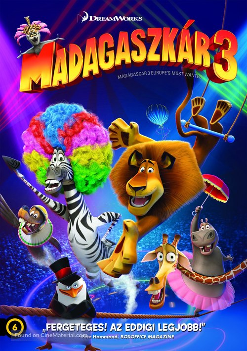 Madagascar 3: Europe&#039;s Most Wanted - Hungarian DVD movie cover