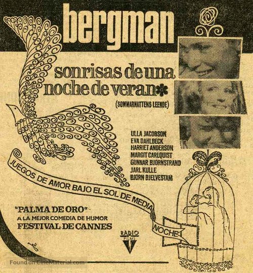 Sommarnattens leende - Spanish Movie Poster