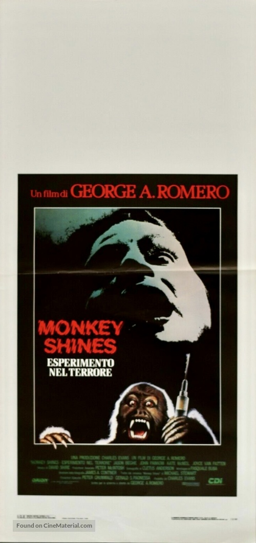 Monkey Shines - Italian Movie Poster