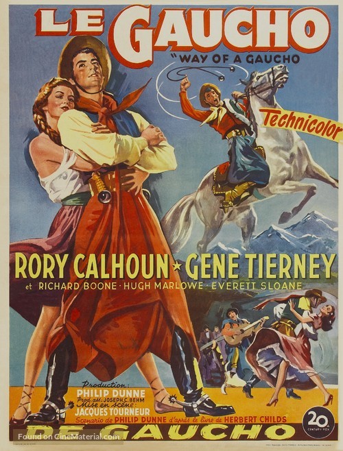 Way of a Gaucho - Belgian Movie Poster