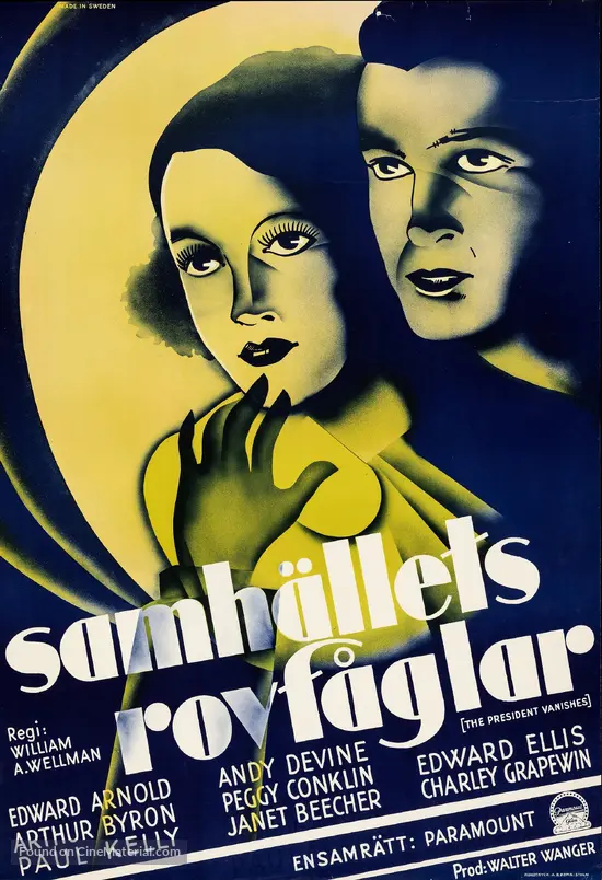 The President Vanishes - Swedish Movie Poster