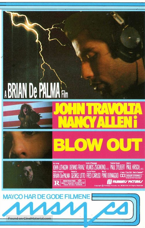 Blow Out - Norwegian VHS movie cover