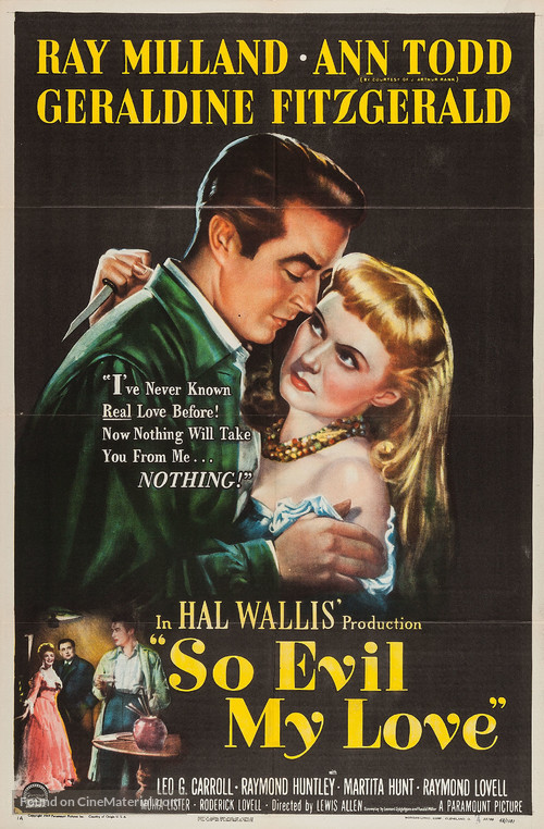 So Evil My Love - Movie Poster