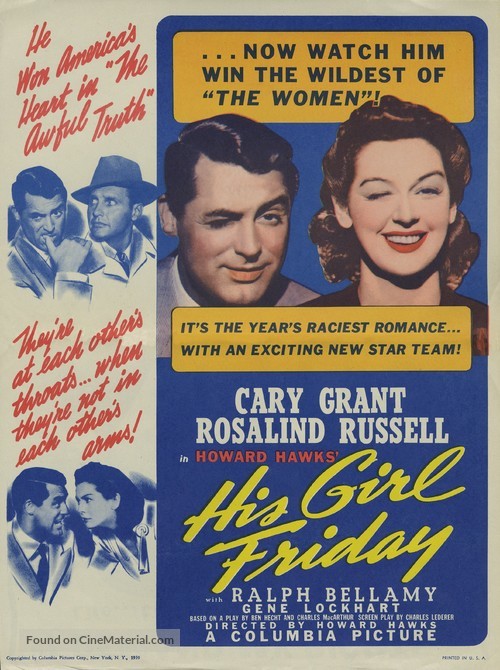 His Girl Friday - Movie Poster