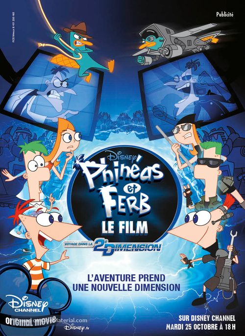 Phineas and Ferb: Across the Second Dimension - French Movie Poster