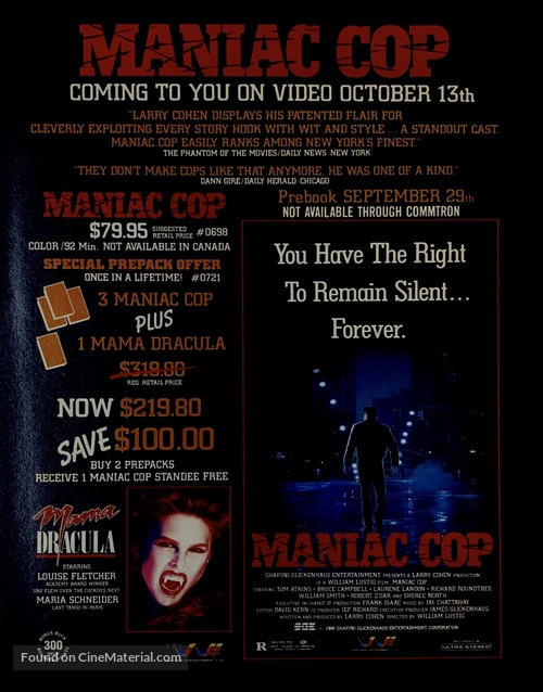 Maniac Cop - Movie Poster