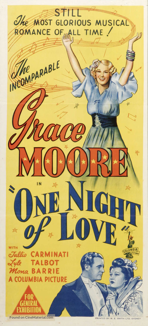 One Night of Love - Australian Movie Poster