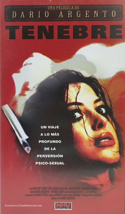 Tenebre - Spanish VHS movie cover