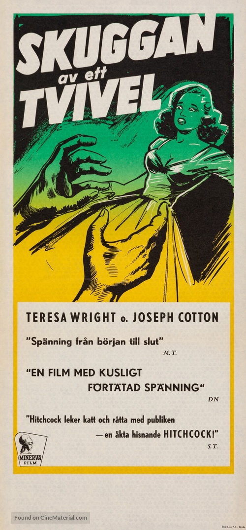 Shadow of a Doubt - Swedish Movie Poster