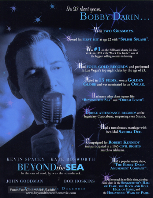 Beyond the Sea - For your consideration movie poster