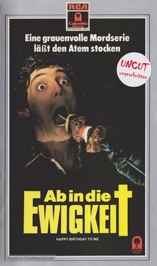 Happy Birthday to Me - German VHS movie cover