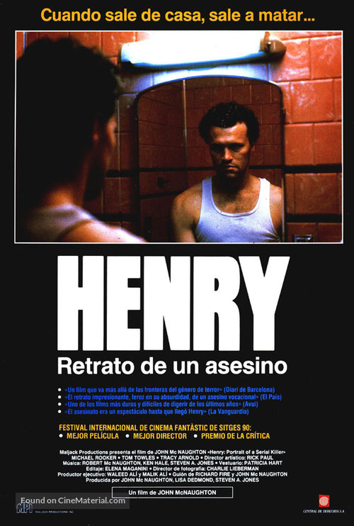 Henry: Portrait of a Serial Killer - Argentinian Movie Cover