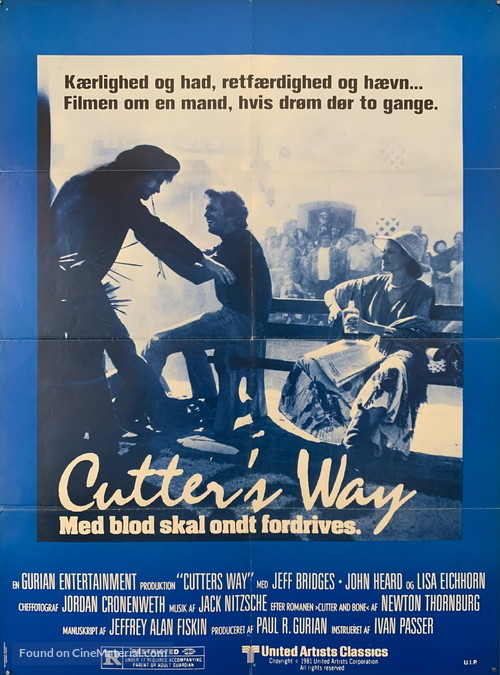 Cutter&#039;s Way - Danish Movie Poster