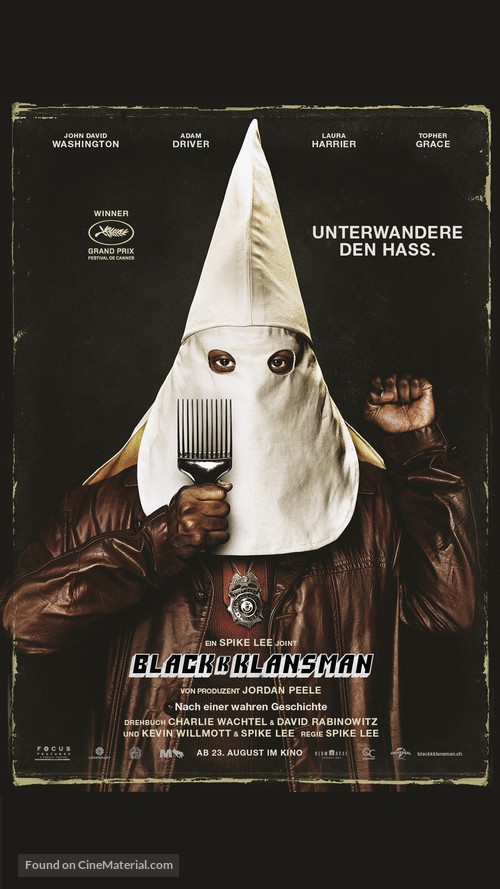 BlacKkKlansman - Swiss Movie Poster