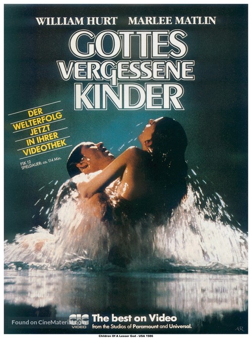 Children of a Lesser God - German Video release movie poster