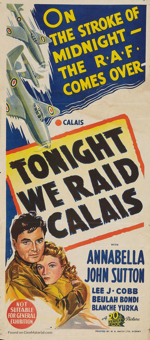 Tonight We Raid Calais - Australian Movie Poster
