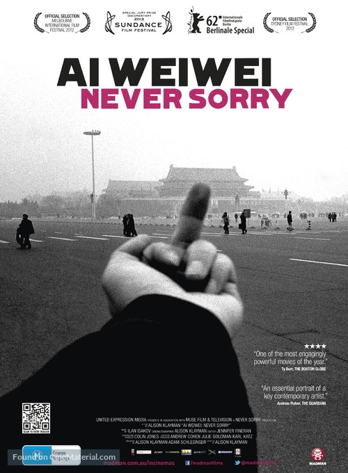 Ai Weiwei: Never Sorry - Australian Movie Poster