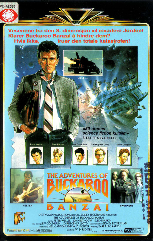 The Adventures of Buckaroo Banzai Across the 8th Dimension - Norwegian VHS movie cover