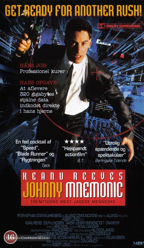 Johnny Mnemonic - Danish VHS movie cover