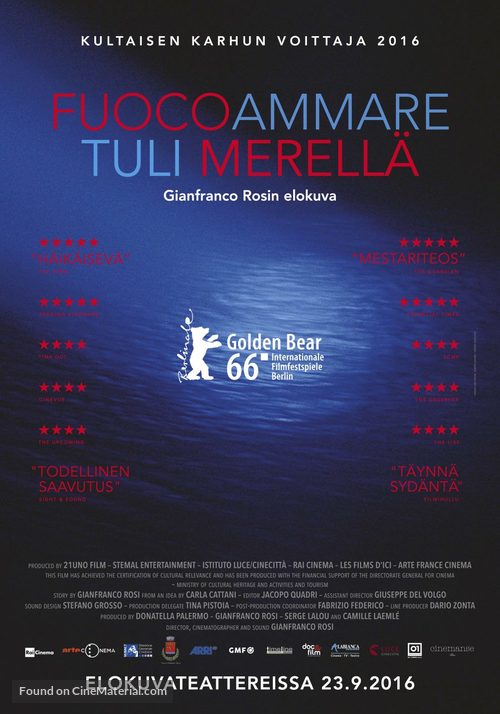 Fuocoammare - Finnish Movie Poster