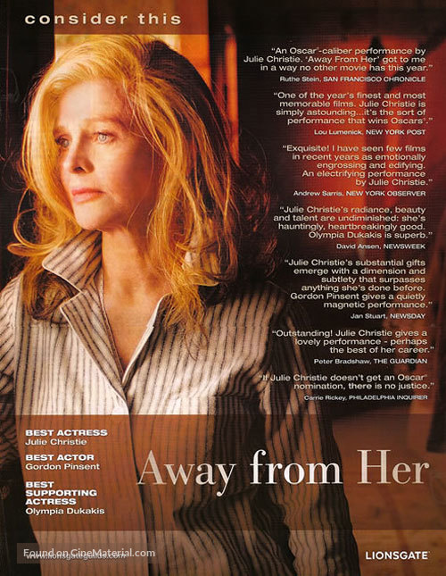 Away from Her - For your consideration movie poster