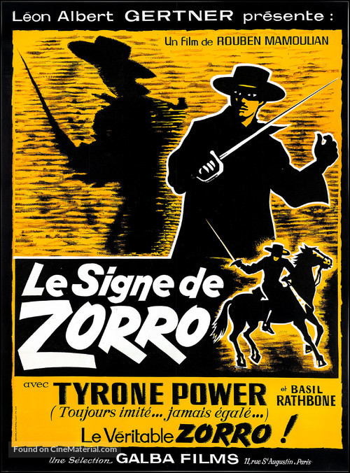 The Mark of Zorro - French Re-release movie poster