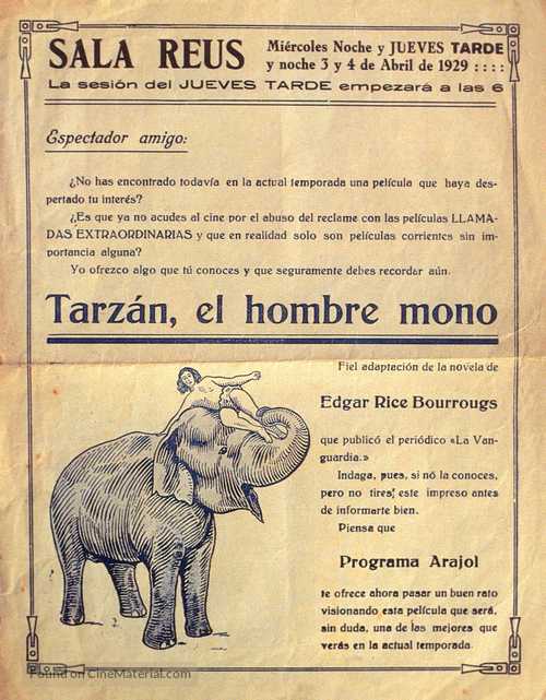 Tarzan of the Apes - Spanish poster