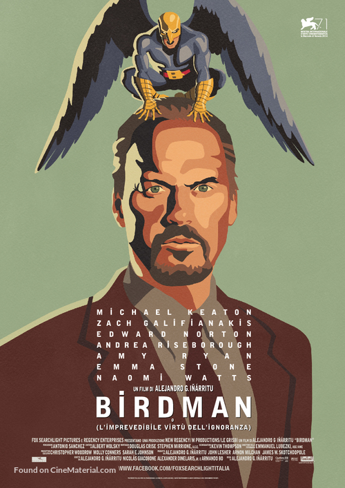 Birdman or (The Unexpected Virtue of Ignorance) - Italian Movie Poster
