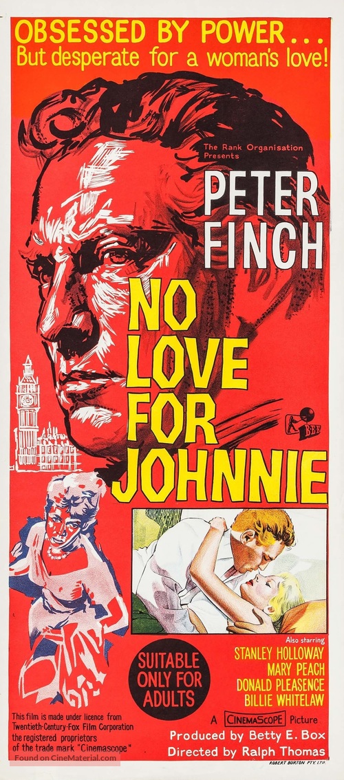 No Love for Johnnie - Australian Movie Poster