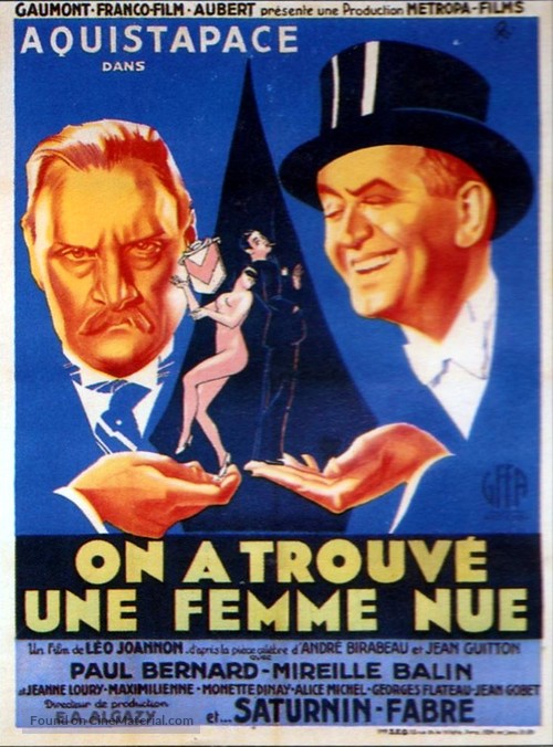 On a trouv&eacute; une femme nue - French Movie Poster