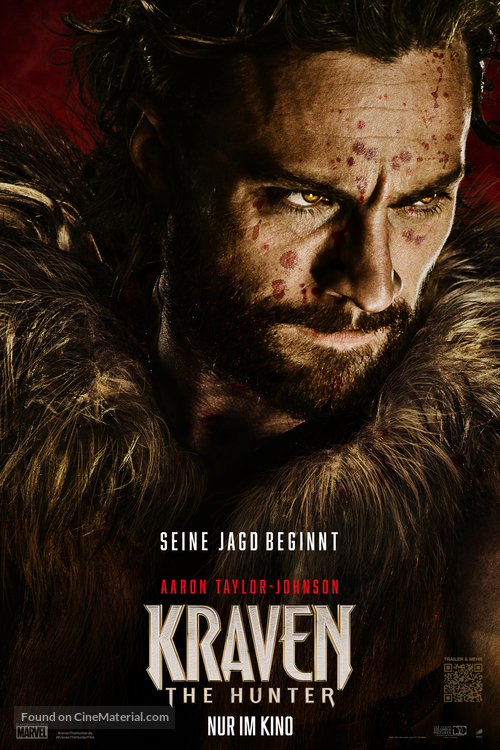 Kraven the Hunter - German Movie Poster