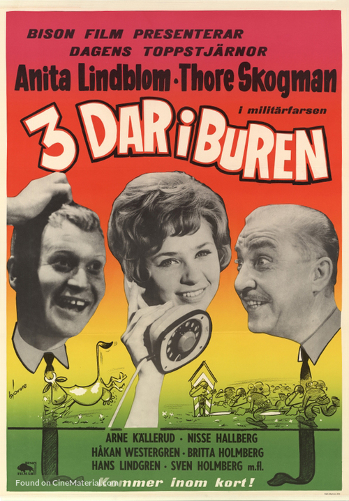 Tre dar i buren - Swedish Movie Poster