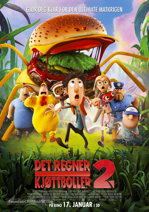 Cloudy with a Chance of Meatballs 2 - Norwegian Movie Poster