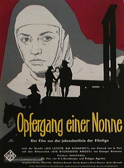 Le dialogue des Carm&eacute;lites - German Movie Poster