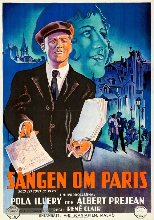 Sous les toits de Paris - Swedish Movie Poster