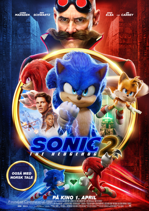 Sonic the Hedgehog 2 - Norwegian Movie Poster