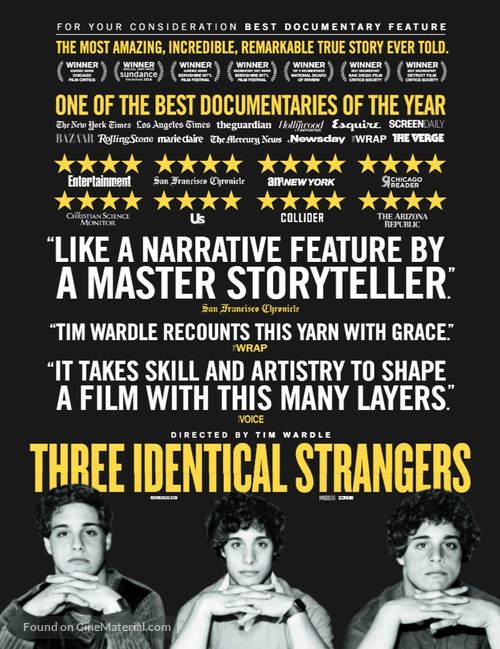 Three Identical Strangers - For your consideration movie poster