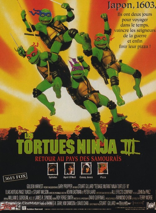 Teenage Mutant Ninja Turtles III - French Movie Poster