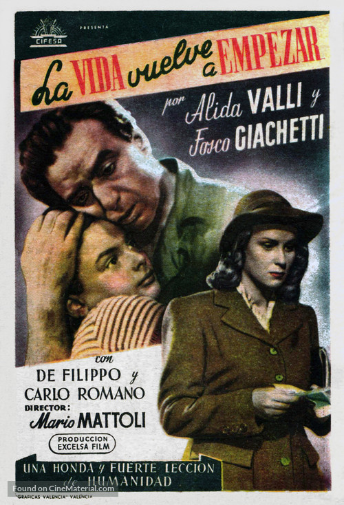 La vita ricomincia - Spanish Movie Poster