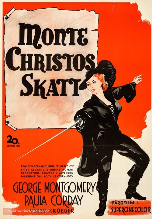 The Sword of Monte Cristo - Swedish Movie Poster