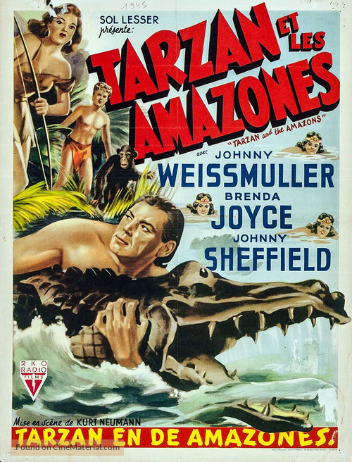 Tarzan and the Amazons - Belgian Movie Poster