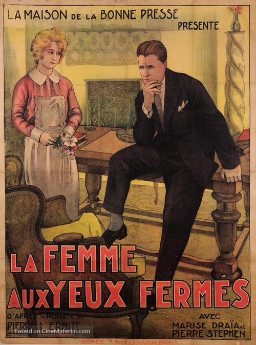 La femme aux yeux ferm&eacute;s - French Movie Poster