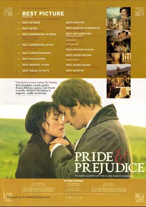 Pride &amp; Prejudice - For your consideration movie poster