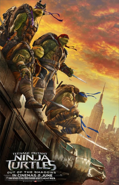 Teenage Mutant Ninja Turtles: Out of the Shadows - Malaysian Movie Poster