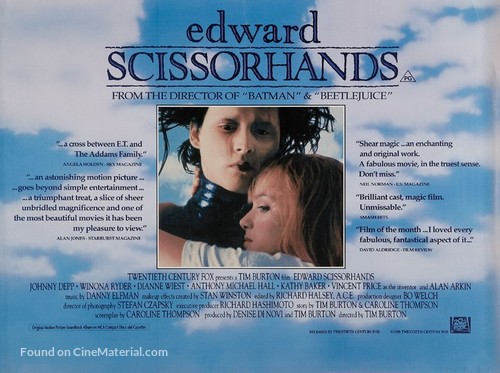 Edward Scissorhands - British Movie Poster