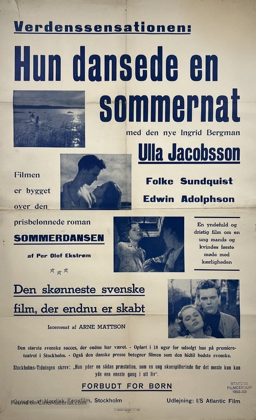 Hon dansade en sommar - Danish Movie Poster