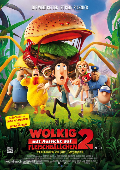 Cloudy with a Chance of Meatballs 2 - German Movie Poster