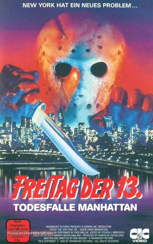 Friday the 13th Part VIII: Jason Takes Manhattan - German VHS movie cover