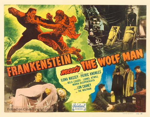 Frankenstein Meets the Wolf Man - Re-release movie poster