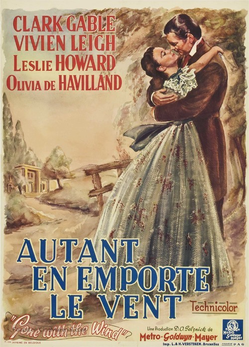 Gone with the Wind - Belgian Movie Poster